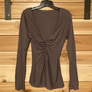 Dusty violet, deep-v, long-sleeve top